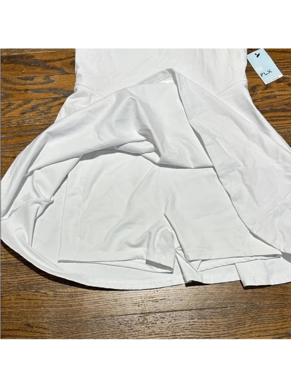 FLX White Strappy Skater Dress / Skort built in cups, pocket and shorts - Picture 2 of 6